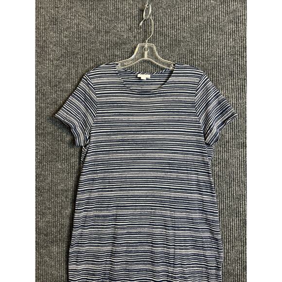 Pure Jill Womens Midi Dress Size Medium Striped Coastal Comfort Cotton Modal - Picture 2 of 9